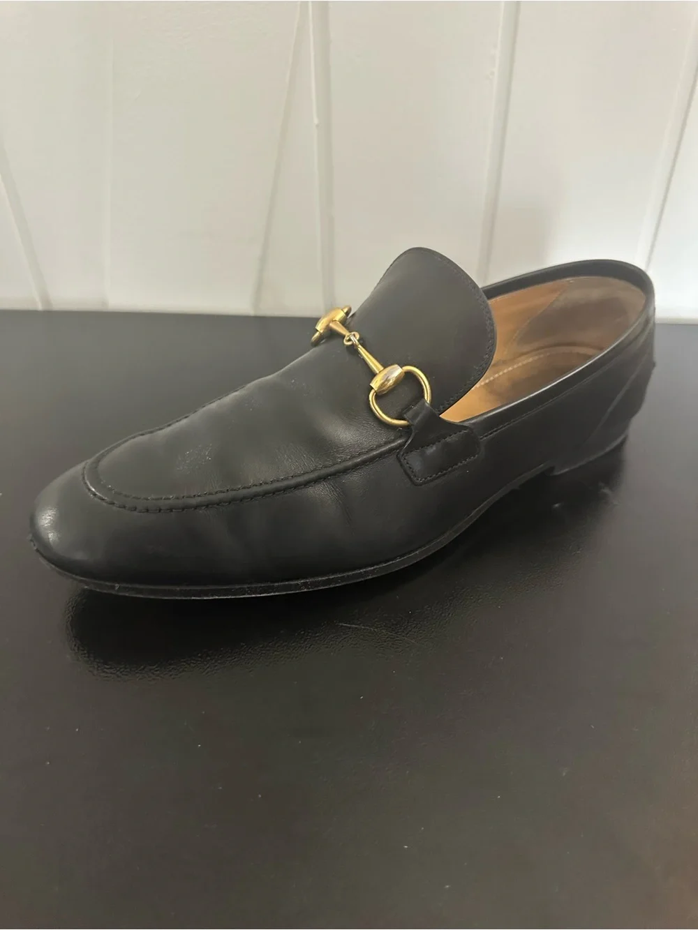 GUCCI Jordaan Horsebit Black LeatherLoafers 10 US $1090